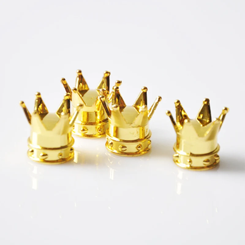 4 шт. колпачки клапанов для автомобильных шин Crown для грузовиков, мотоциклов, велосипедных колес, пылезащитные колпачки B88 - Цвет: Золотой