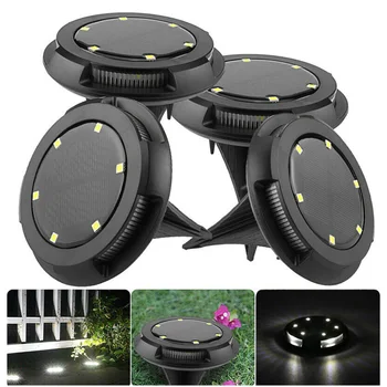 

4pc 10 LED Ground Light Solar Powered Garden Landscape Lawn Lamp Buried Light Outdoor Road Stairs Decking light With light Senor