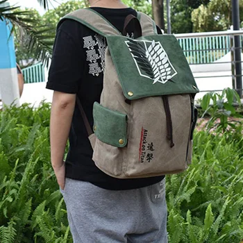 

Attack on Titan Backpack Men Women Canvas Japan Anime Printing School Bag for Teenagers Large Travel Bags Mochila Galaxia Sac