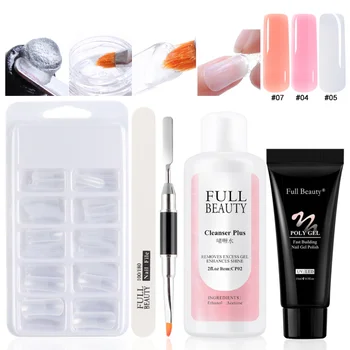 

5PCS Polygel Nail Kits Fast Building Extension Gel Polishes Acrylic Crystal UV Builder Gel Nail Brush Tips Manicure Set LA1791