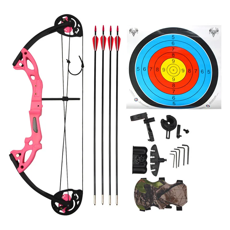 Junior Complete Compound Bow Arrow посылка, набор для детей 15-29 фунтов, набор для детей младшего возраста, 260 кадров в секунду, Тренировочный Набор для стрельбы - Цвет: Pink Set