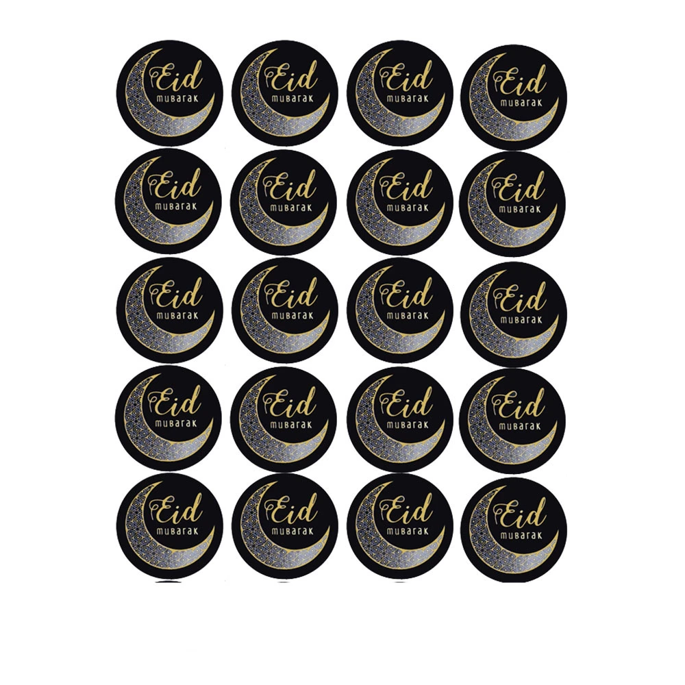 20/60/100 Pieces of Eid Mubarak Label Paper Sticker Gift Tag Seal Sticker Islamic Muslim Eid Mubarak Decoration Supplies