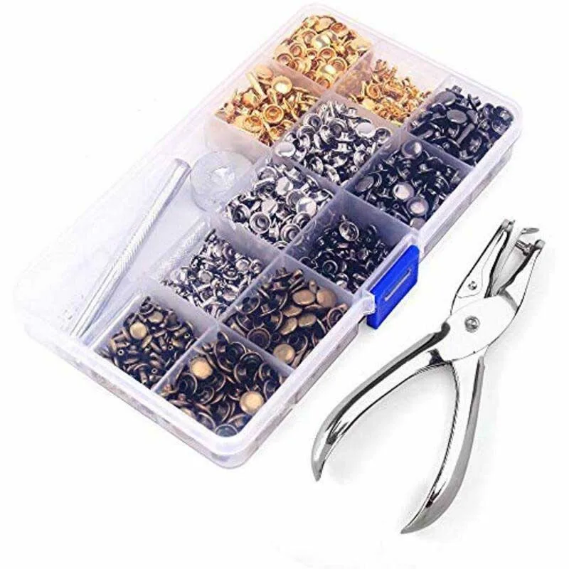 Tanie 480 sztuk Puncher nity szczypce miedziane rzemiosło skórzane podwójna instalacja narzędzia do wykrawania kurtki sandały dżinsy domu dla majsterkowiczów