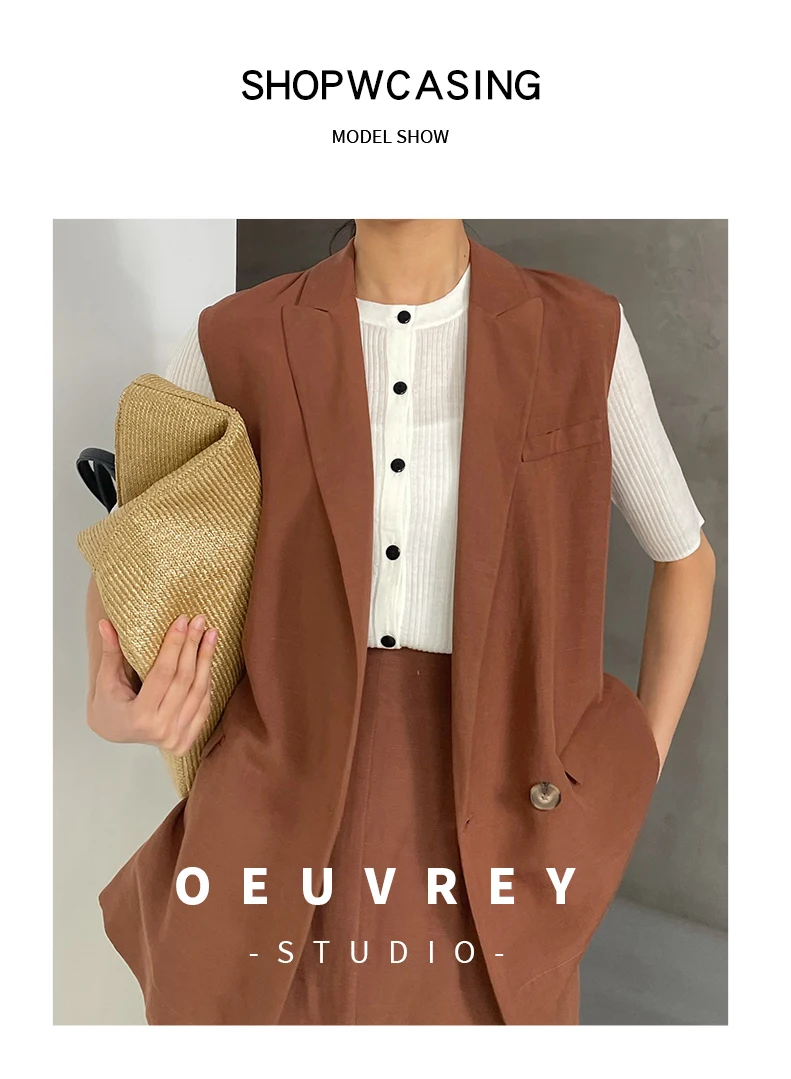 white puffer coat Oeuvrey  Women's  Long Vest Jacket Lady Casual Sleeveless Pocket Blazers with Belt hooded puffer jacket