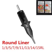 Большой подчеркнутой развивались патроны иглы татуировки круглый вкладыш 1RL 3RL 5RL 7RL 9RL 11RL 13RL 14RL 15RL питания