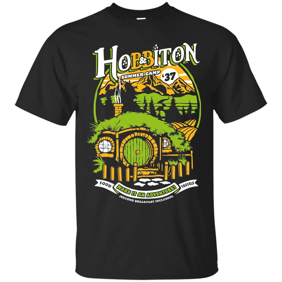 Летняя футболка Hobbiton Make It A Adventure Refresh Time черная S-3Xl Винтажная Футболка | Мужская