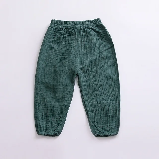 New 2-7y 2018 Summer Solid Color Linen Pleated Children Ankle-length Pants for Baby Boys Pants Harem Pants for Kids Child K633-green