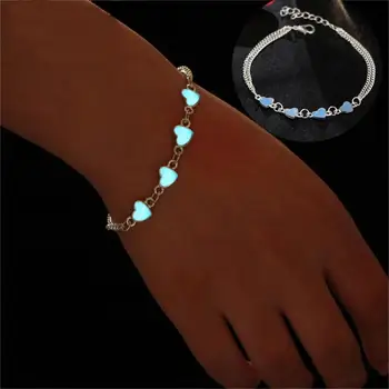 

AMORUI Heart GlowIn The Dark Charm Bracelet Silver Color Tree of Life luminous Summer Jewelry For Women Bracelet Drop Shipping