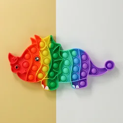Mini animaux mignons à bulles arc en ciel pour enfants, jouets Fidget, Triceratops, soulage la décompression, outil sensoriel, cadeau pour enfants 
