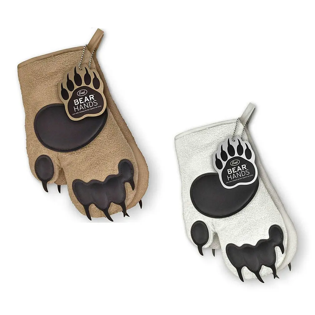 Insulated Gloves Silicone Bear Paw Gloves Brown Bear Fred Friends Bear Hands Heat Resistant Oven Gloves Brown