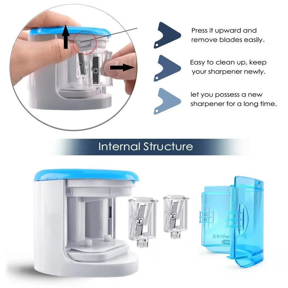 

New Electric Pencil Sharpener Automatic Pencil Sharpener Crayon Two-hole Office School Pencil Switch Taille Sharpener Q8F4