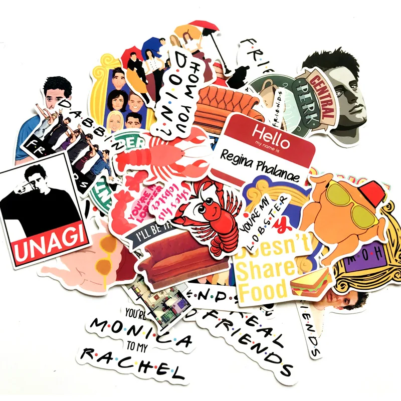 34pcs Friends tv show funny Creative badges DIY decorative stickers Cartoon PC wall notebook phone Waterproof sunfast sticker