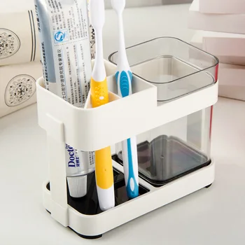 

Detachable Washable Toothbrush Holder Couple Toothbrush Cup Toothbrush Storage Holders Free Punching Plastic Bathroom Water Cup