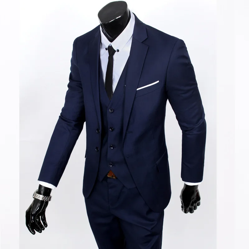 Весенняя одежда, стиль, высокое качество, деловой костюм для досуга, комплект из трех предметов, Свадебный костюм для жениха, XY05 - Color: Navy