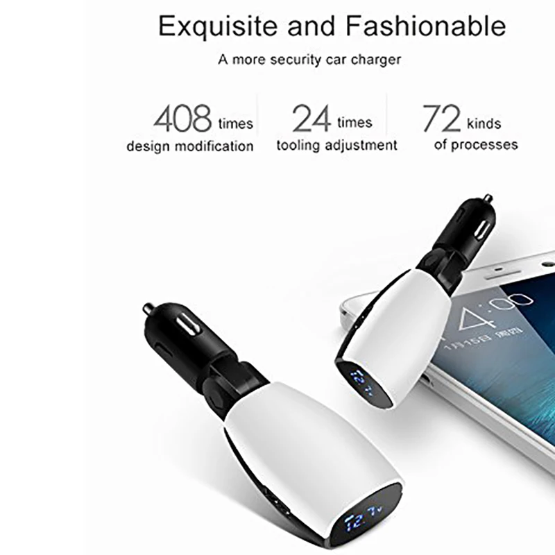 USB Автомобильное зарядное устройство прикуриватель светодиодный дисплей тестер 5 в 3.1A Быстрая зарядка автомобиля 4 в 1 регулируемый для телефона планшета