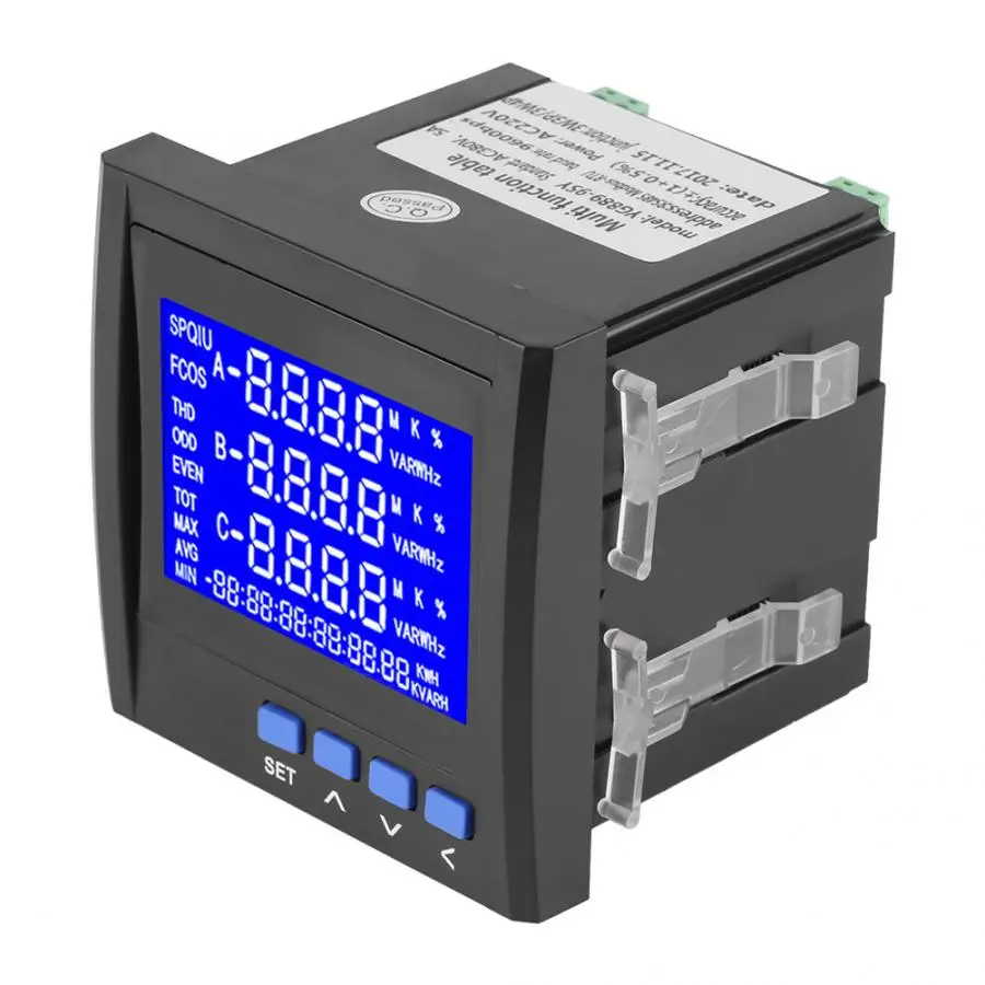 

Multifunction 3-Phase Electric Current Voltage Frequency Power Energy Meter V A Hz Kwh Rs485 Digital Lcd Panel Meter