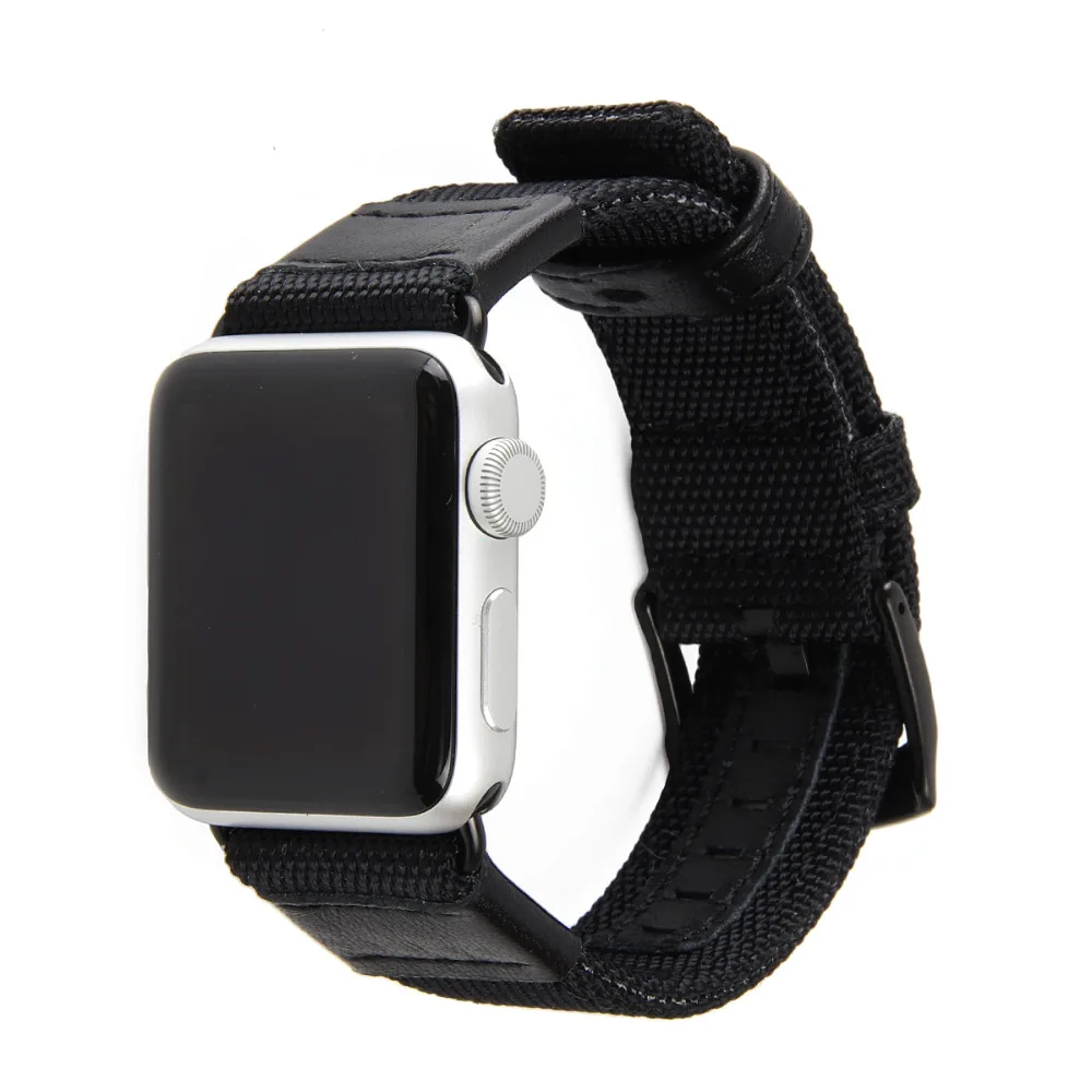 Холст кожаный ремешок для наручных часов Apple Watch, ремешок 42 мм, 38 мм, для iwatch, версия 3, 2/1 ткали нейлоновый Спорт повязки на запястья-Браслеты