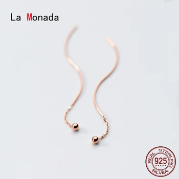 

La Monada Wave Women Drop Silver Earrings 925 Sterling Silver Fine Jewelry For Women Hanging Dangle Korean Earrings Women Bead