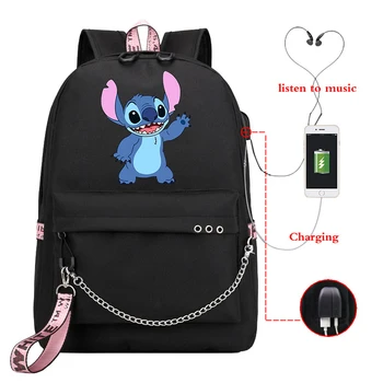 

Stitch Backpack USB Charging Backpack Cartoon Bag Animation Stitch Cute Backpacks Anime Designer Backpacks School Bag