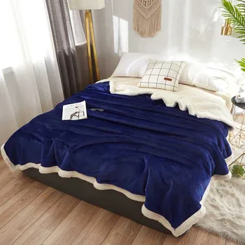 

Thicken Lamb Cashmere Picnic Car Cover Fleece Quilt Bed Sheet Outdoor Bedding Blanket