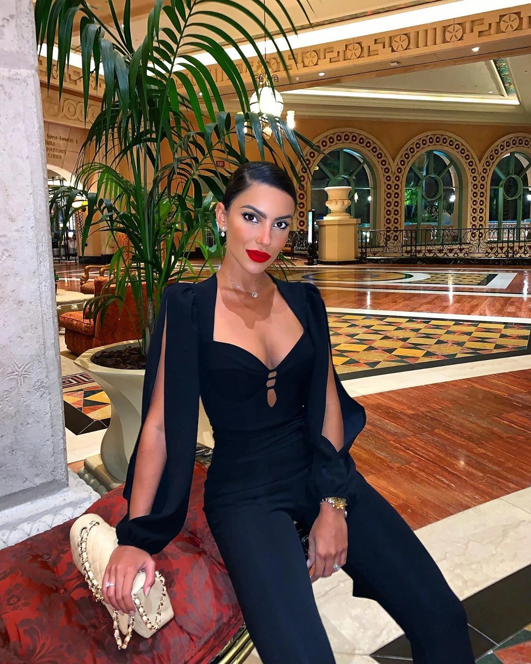 red cocktail jumpsuit