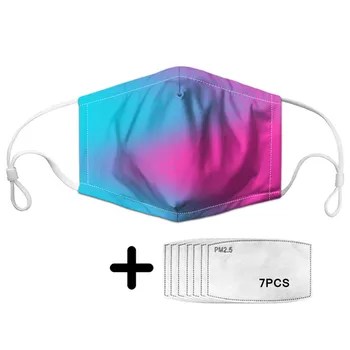 

Women Girls Pretty Colorful Gradient Print Dust Mask with PM2.5 Filter Daily Mouth Protection Masks Ladies Reusable Size S/L