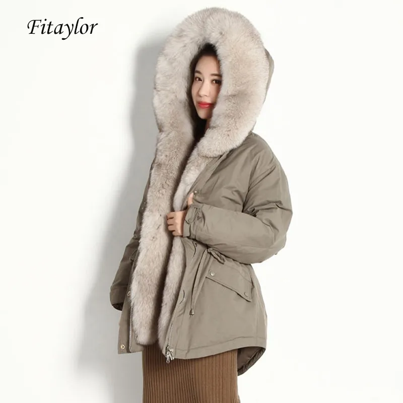 Fitaylor Winter Large Real Raccoon Fur Hooded