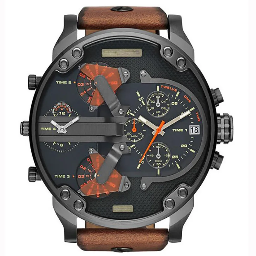 Watch Men horloges mannen Fashion zegarki mesk Quartz Wristwatch Leather Strap Waterproof Reverse Watch Anticlockwise Men Watch - Цвет: 7