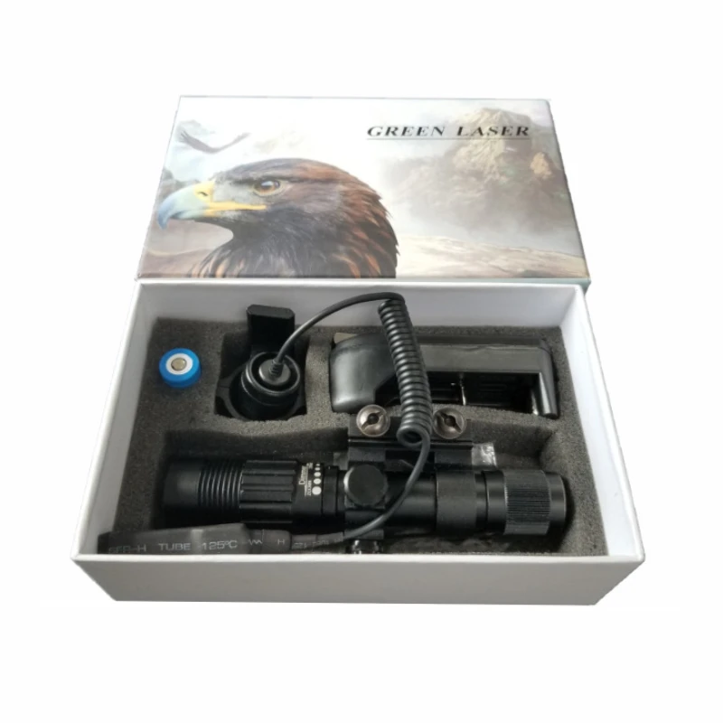 Tactical Zoomable Flashlight Torch with Green Light Adjustable Focus