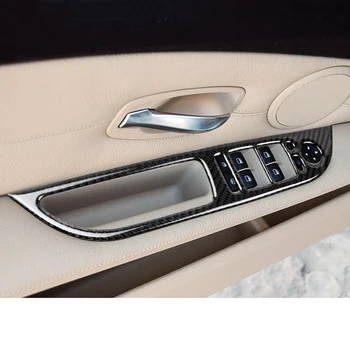 

For BMW E60 5 Series Carbon Fiber Car Window Lifter Control Frame Window Switch Decor Armrest Panel Refit Sticker