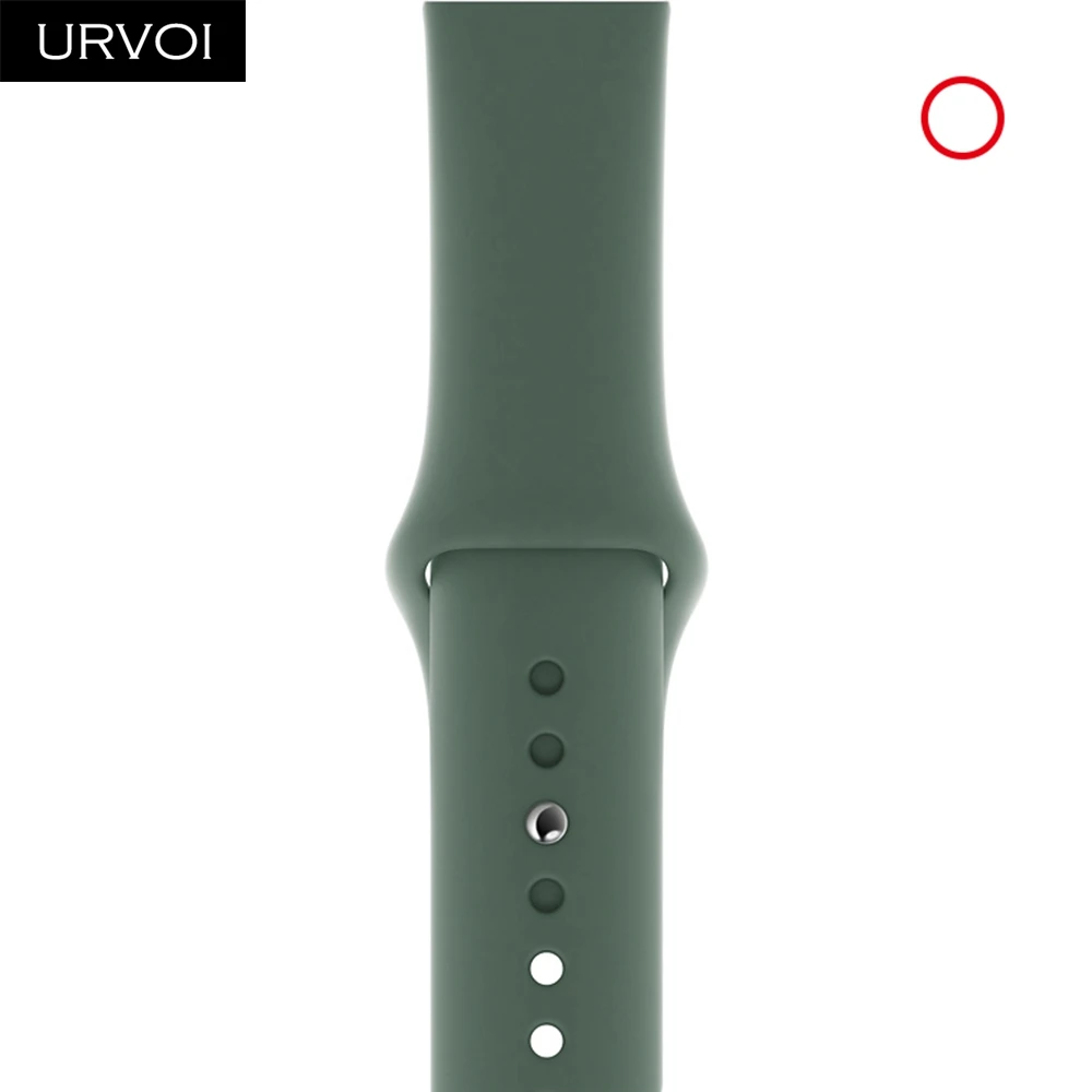 Спортивный ремешок URVOI для apple watch series 5, 4, 3, 2, 1, с застежкой-шпилькой и застежкой, силиконовый ремешок для iWatch, замена, сосна, зеленый - Цвет ремешка: Pine green