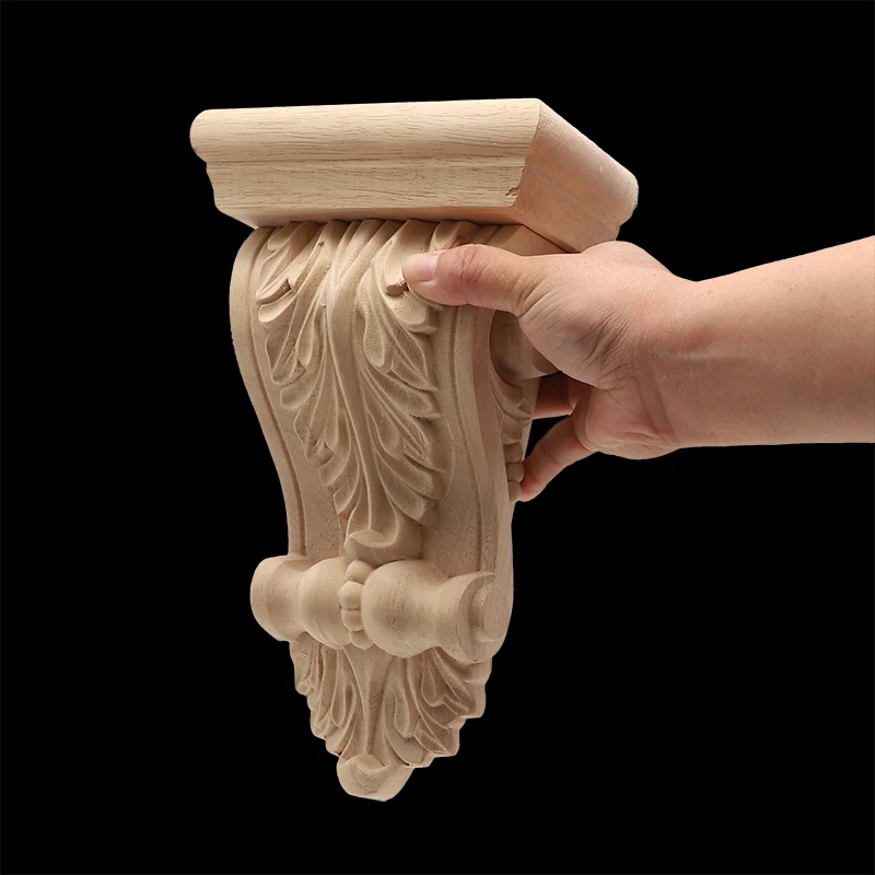 Furniture Wood Carving Appliques Vintage Nautical Decor Cabinet Door Solid Decals Flowers Pattern Carved Wooden Roman Column