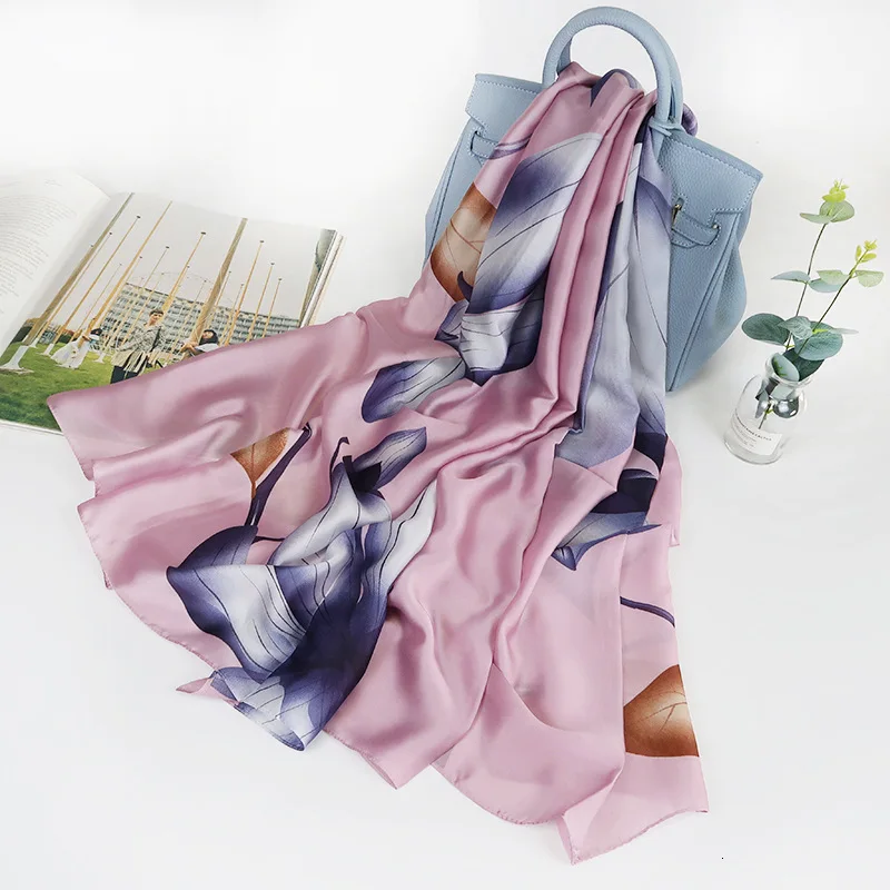 10 цветов высококачественный Шелковый роскошный женский шарф бренд Foulard палантин шаль Летний стиль длинный пляжный шелковый шарф 180*90 см