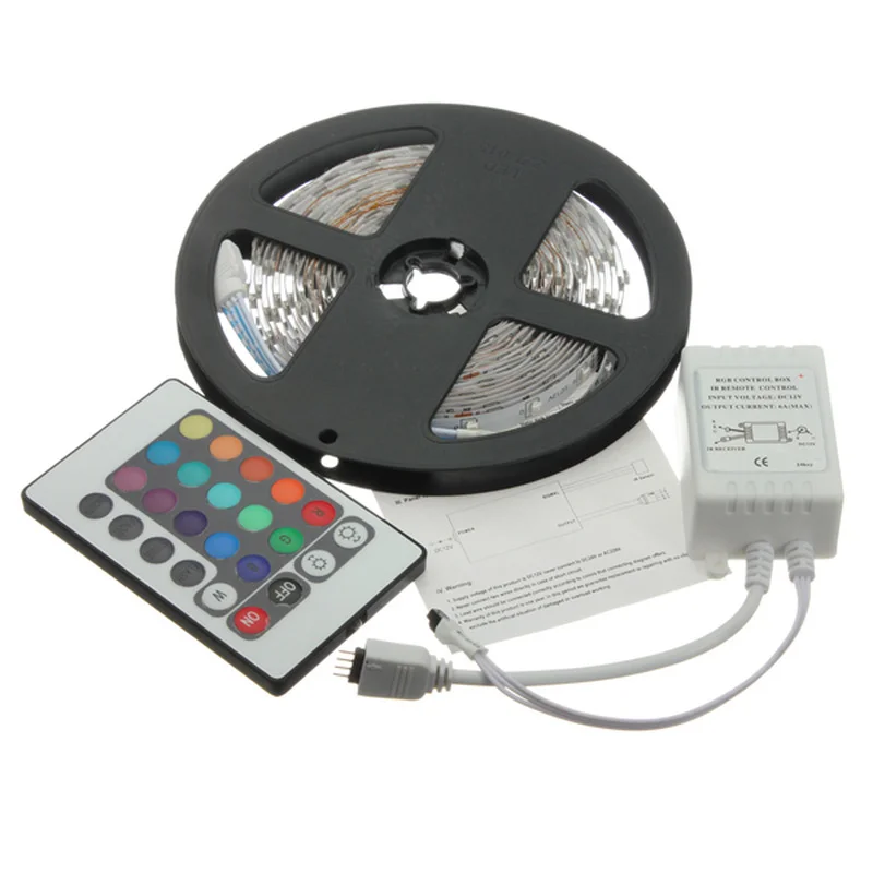 5m 3528 Smd Rgb N o Imperme vel 300 Led Strip Light Com 24key Ir 