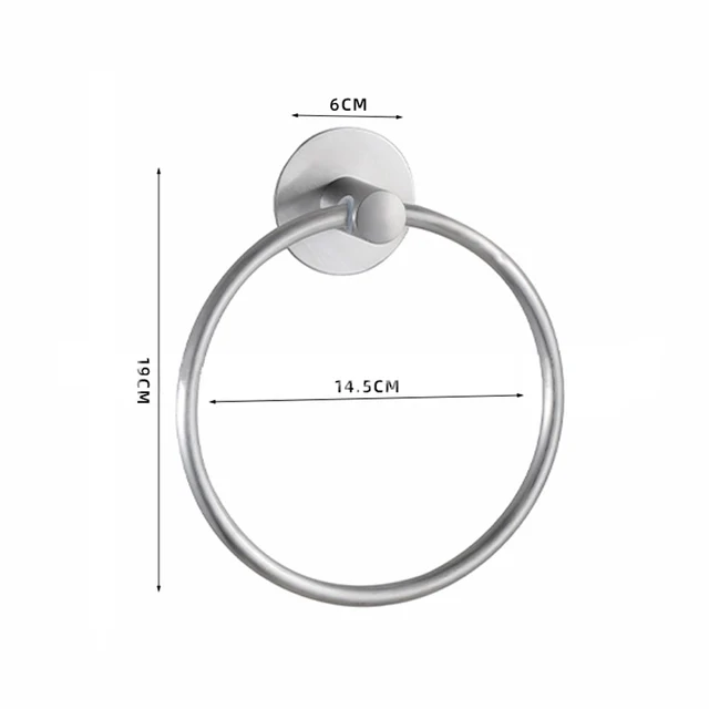 No Drilling Stainless Steel Self-adhesive Towel Bar Paper Holder Robe Hook Towel Ring Black Silver Gold Bathroom Accessories Set Round Sliver