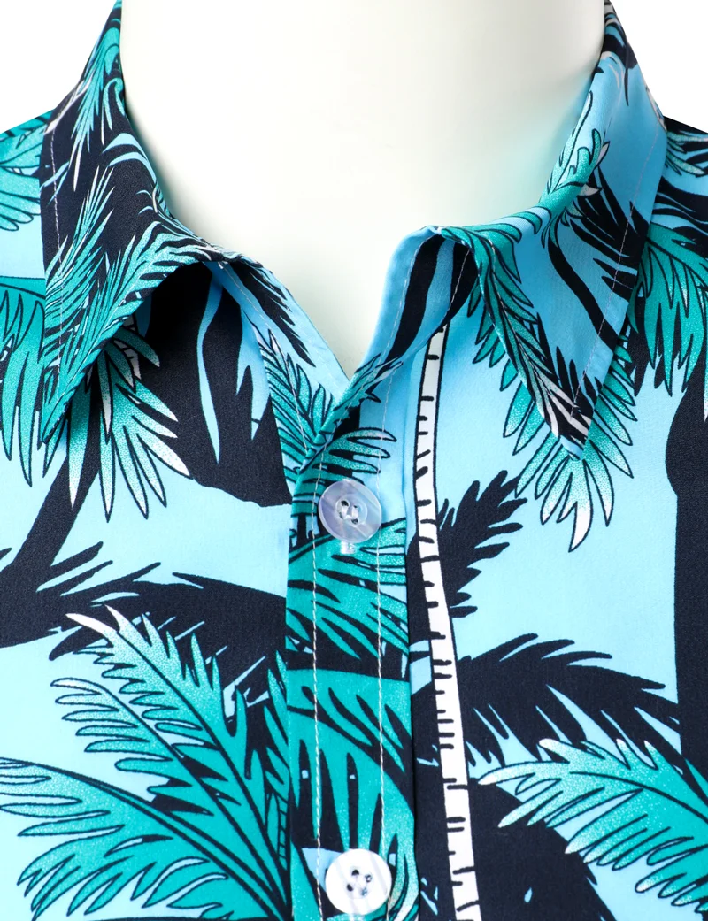 Palm Tree Printed Hawaiian Beach Shirt for Men 2019 Summer Short Sleeve 5XL Aloha Shirts Mens Holiday Vacation Clothing Chemise 4