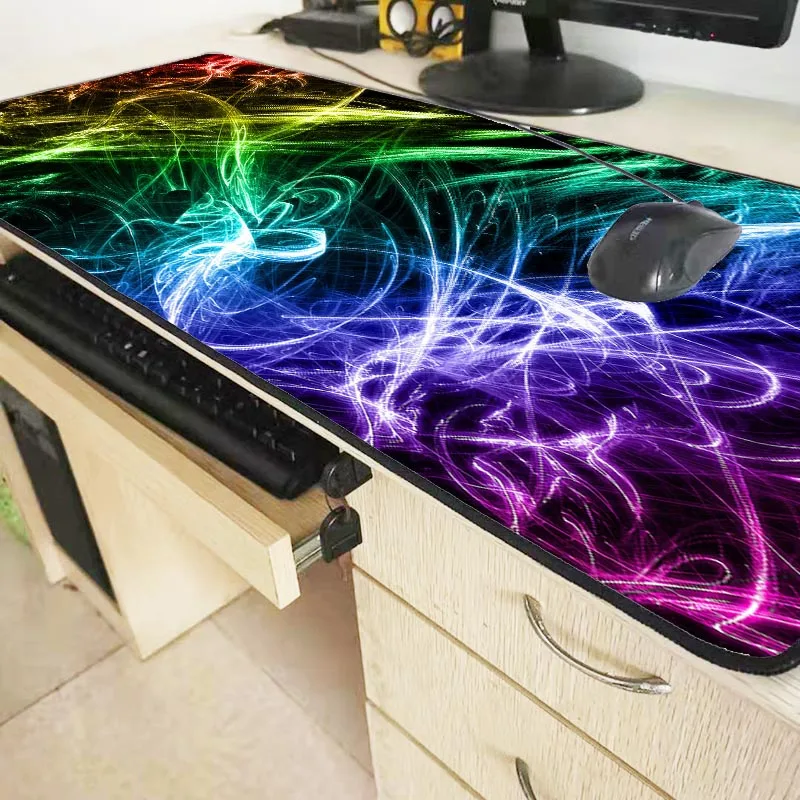  XGZ Abstract Cool Colorful Line Large Gaming Mouse Pad Rubber PC Computer Gamer Mousepad Desk Mat L