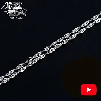 

NOT FAKE 925 S925 Sterling Silver Geniune 1mm wave chain bling shining wholesale 16 18 inch acceossory Italy finding bulk