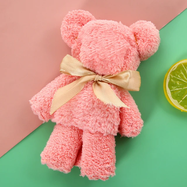 NEW Coral Velvet Bear Shape Hand Towel Face Washing Towel Super Absorbent Comfort Towels Baby Shower Party Wedding Gifts 35x75cm Pink