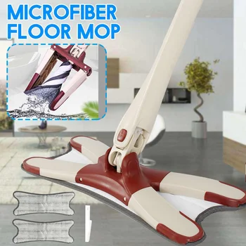 

Hand Free Washing Flat Mop Manual Extrusion Floor Mop With Microfiber Replace Pads Easy Wringing Household Floor Cleaning Tools