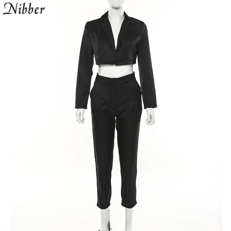 Nibber, неоновый цвет, тонкое пальто, кардиган, pantalon femme, 2 предмета, костюмы для женщин,, осень, зима, для офиса, для девушек, уличный повседневный комплект - Цвет: only sets