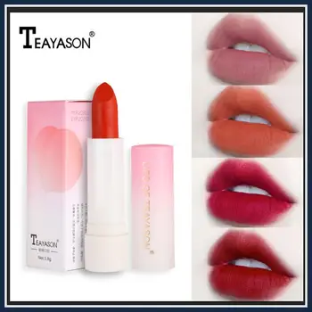 

TEAYASON New Beautiful Colors Matte Female Retro Red Small Peach Lipstick Long-lasting No-stick Matte Velvet Lipstick Lip Makeup
