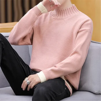 

Korean Style Sweaters Men Fashion Turtle-neck Candy Color Men Knitted Pullovers Autumn Winter Warm Sweaters Casual Men Clothing