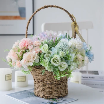 

Artificial Flowers Wedding Decorative Fake Plants Cheap Silk Rose Bridal Bouquet Used for Bridesmaid Holding Vase for Home Decor