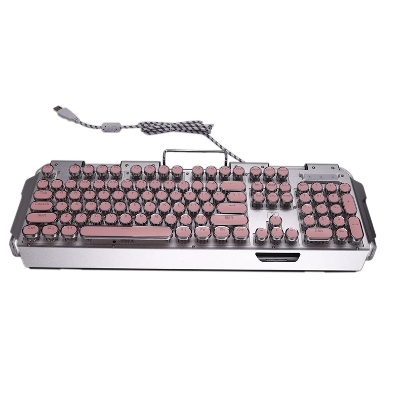 

X10 Retro Round Typewriter Light Transmission Keycap Wired Mechanical Gaming Keyboard Multiple Light Effects