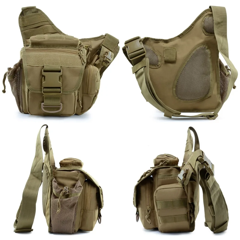 Tactical Messenger Shoulder Bag, 900D Oxford Waterproof Outdoor EDC Sling Pack for Fishing Hiking Camping Trekking Cycling