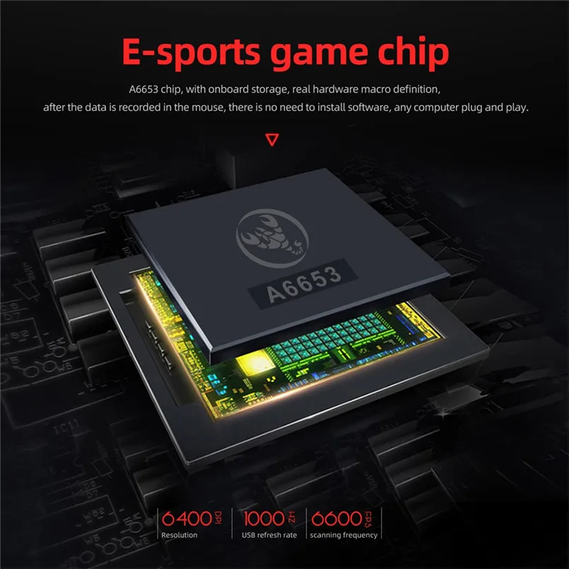 6400 DPI 7-keys Macro Definition Programmable Wired Game Mouse Gaming Mouse Mice  Aluminum alloy 3D metal roller 40NOV2806