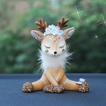 

Bling Bling Sika Deer Lovely Handmade Diamond Figurines Rhinestone Car Accessories Lucky Fawn Fengshui Home Decor Girls Gifts