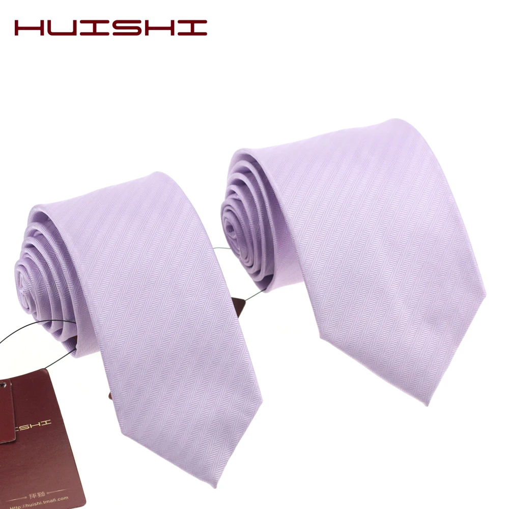 Classic Men's Daily Waterproof Necktie Light Purple Unisex Wedding Tie Accessory Summer Gift Stripe Candy Color Solid Neck Ties