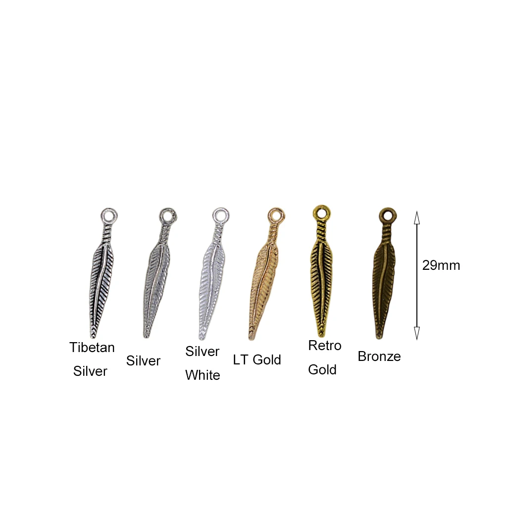 120 PCS Mixed DIY Antique Feather Charms Pendants for Crafting Bracelets Necklace Earrings Fashion Jewelry 